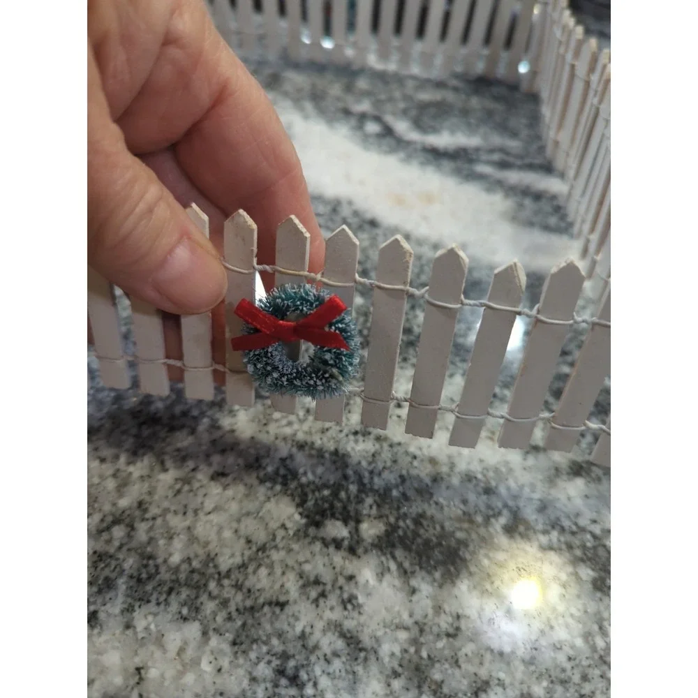 Christmas Village Accessory  White Wood Picket Fence  33